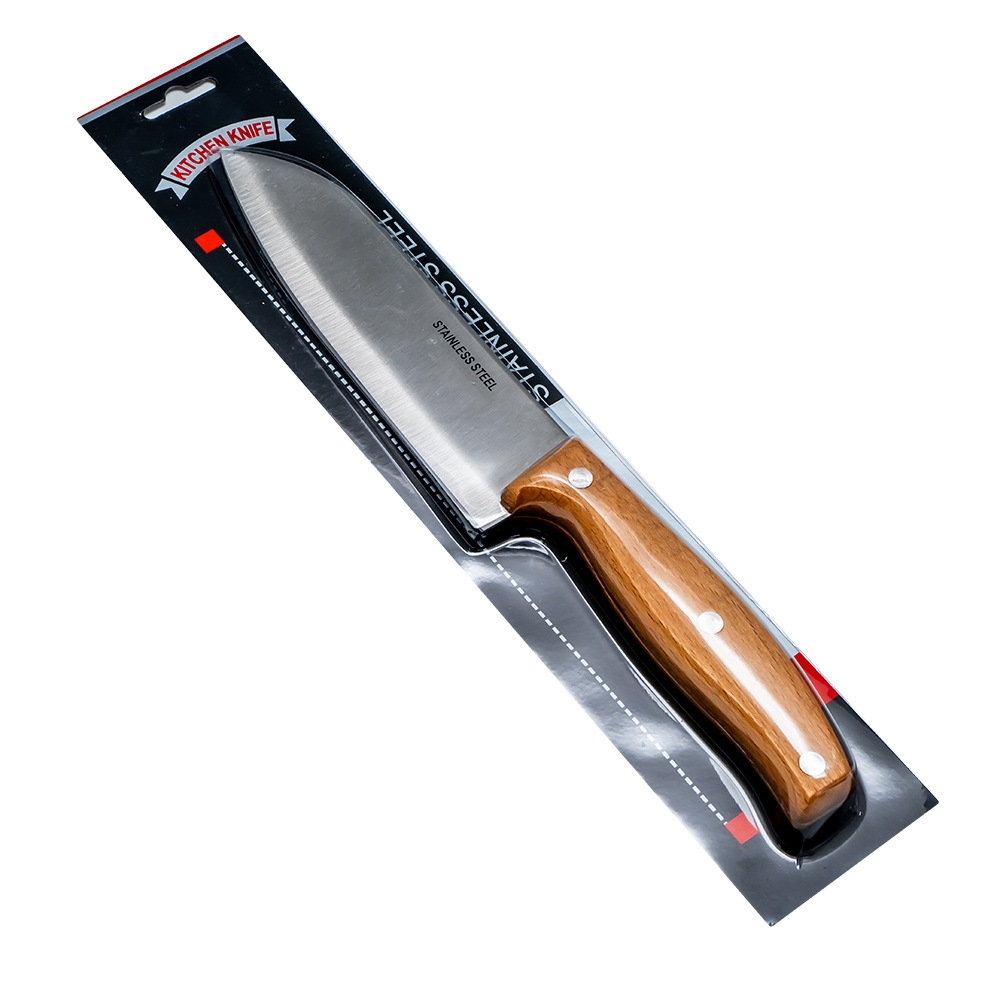 Cutit din inox, cu maner din lemn, 28 cm - imagine 4