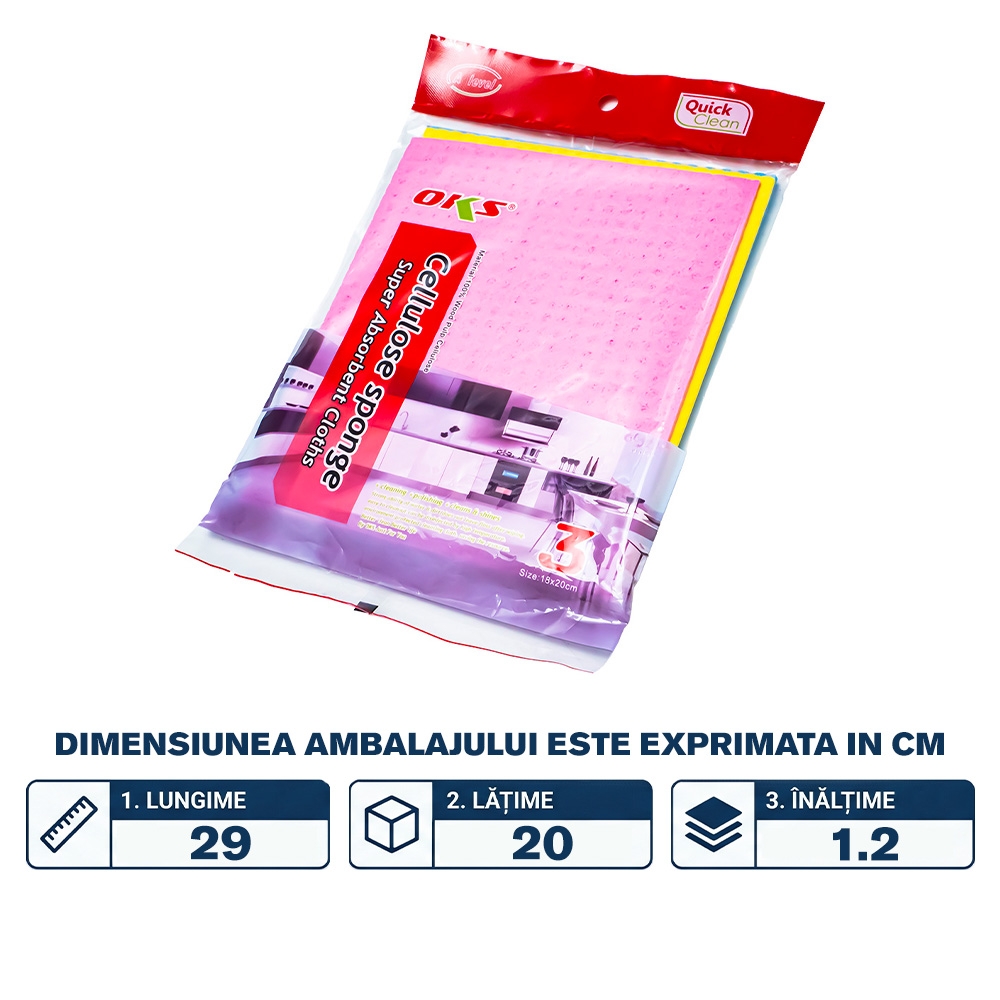 Lavete absorbante, celuloze, 3 buc/set - imagine 2