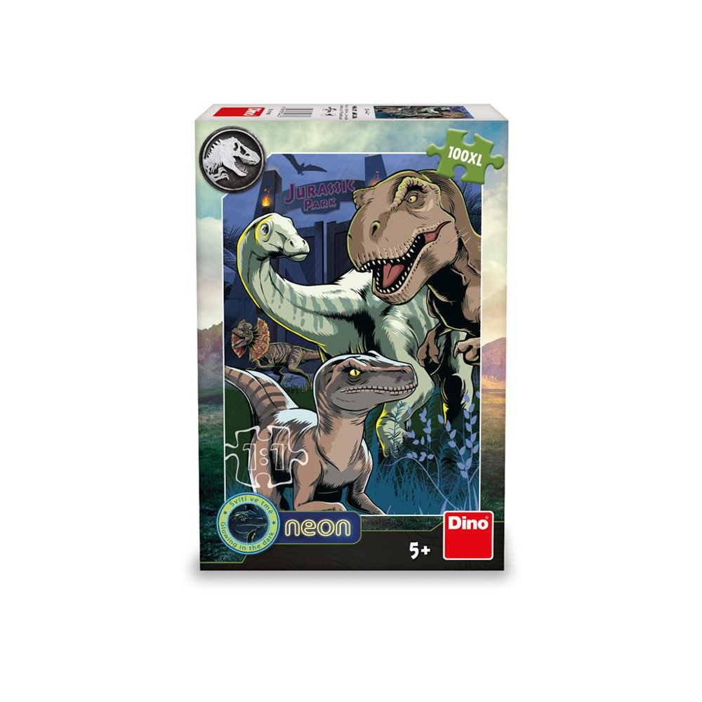 Puzzle 100 piese, neon, Jurasic World - DINO TOYS - imagine 3