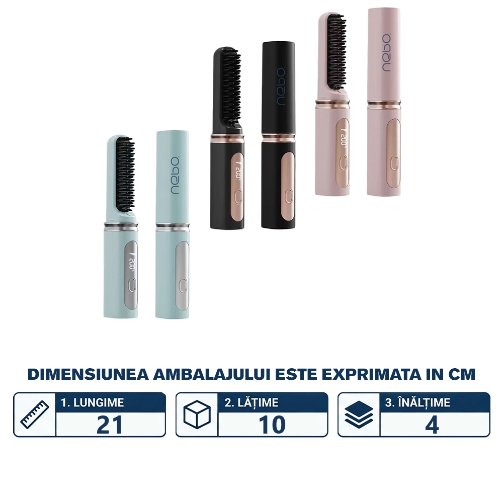 Perie electrica, fara fir, pentru indreptat parul - NEBO - imagine 2