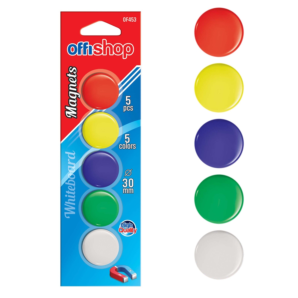 Magneti color, 30 mm, 5 buc/set - OFFISHOP