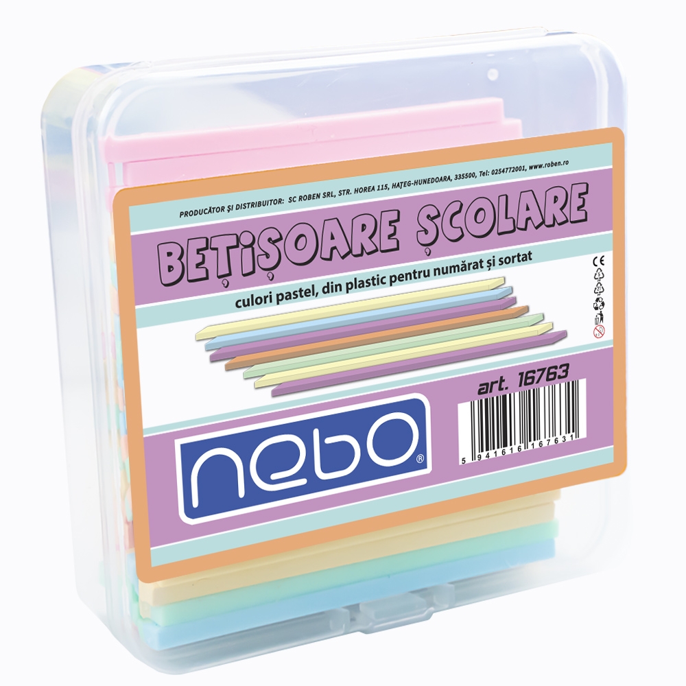 Betisoare scolare din plastic, culori pastel, 100 buc/set - NEBO - imagine 6