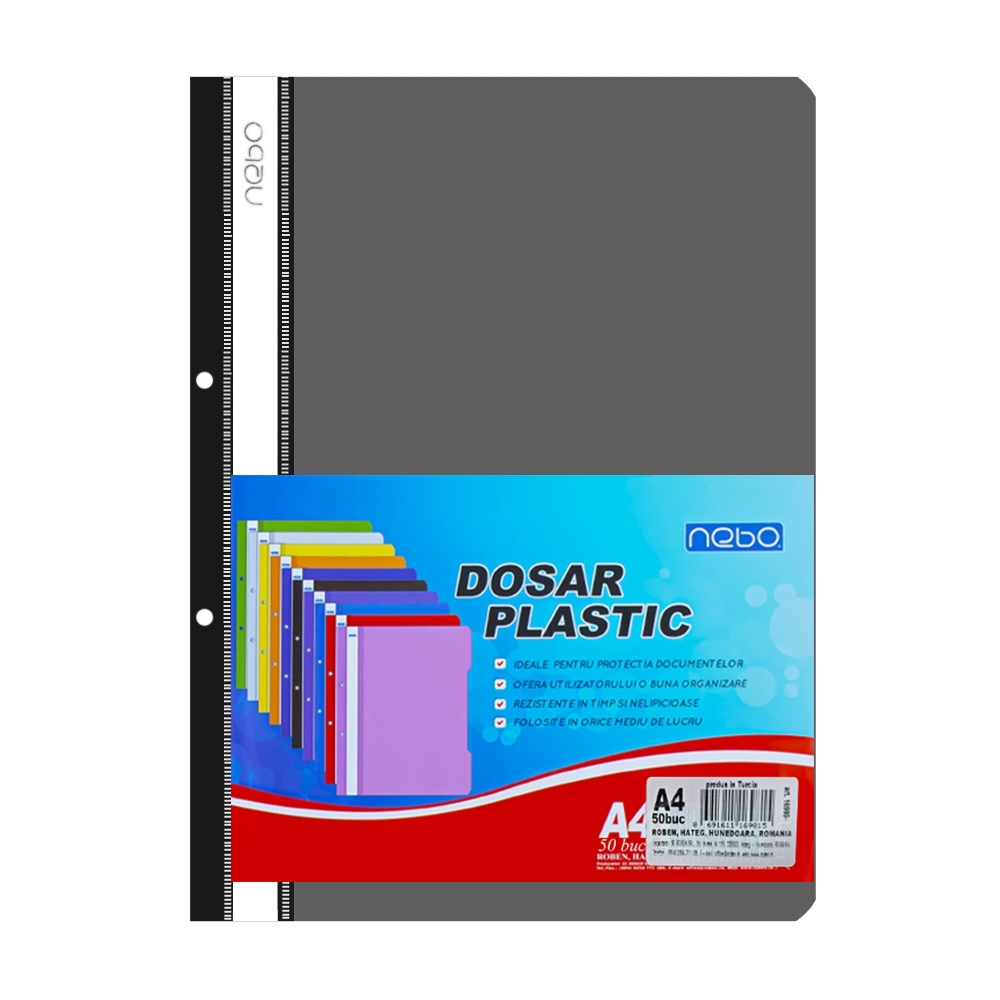 Dosar plastic A4, Negru - NEBO - imagine 3