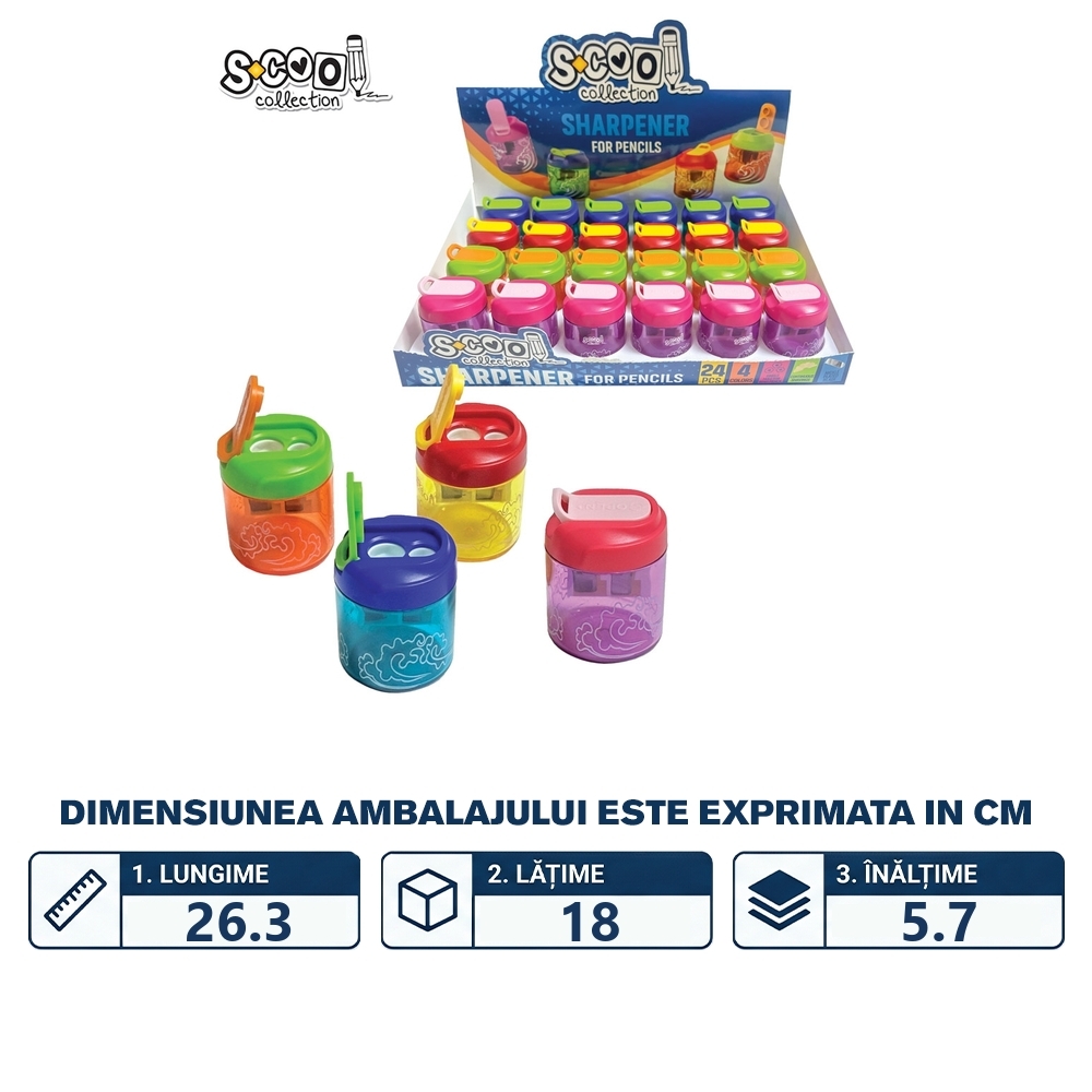 Ascutitoare dubla cu container, 24 buc/display - S-COOL - imagine 2