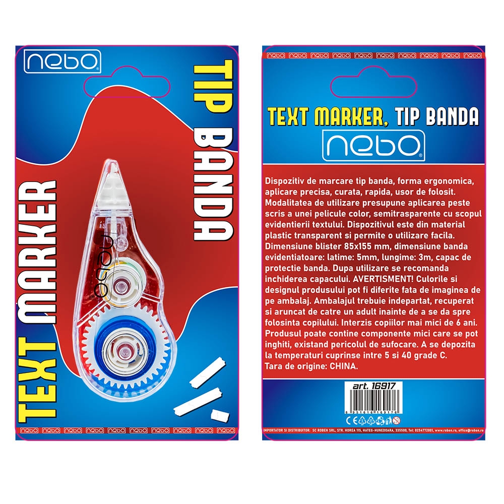 Text marker, tip banda, 5mmx3m - NEBO - imagine 6