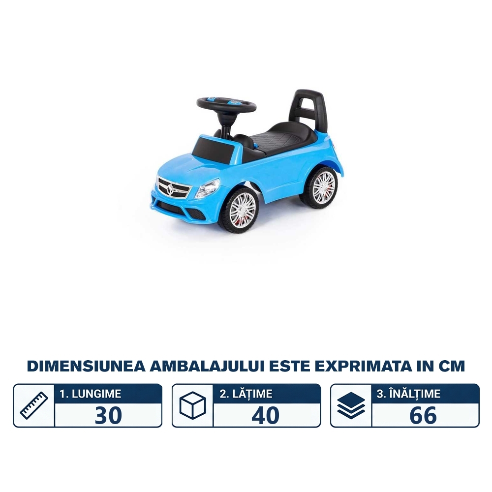 Masinuta - Supercar, albastra, fara pedale, 66x28.5x30 cm, Polesie - imagine 2