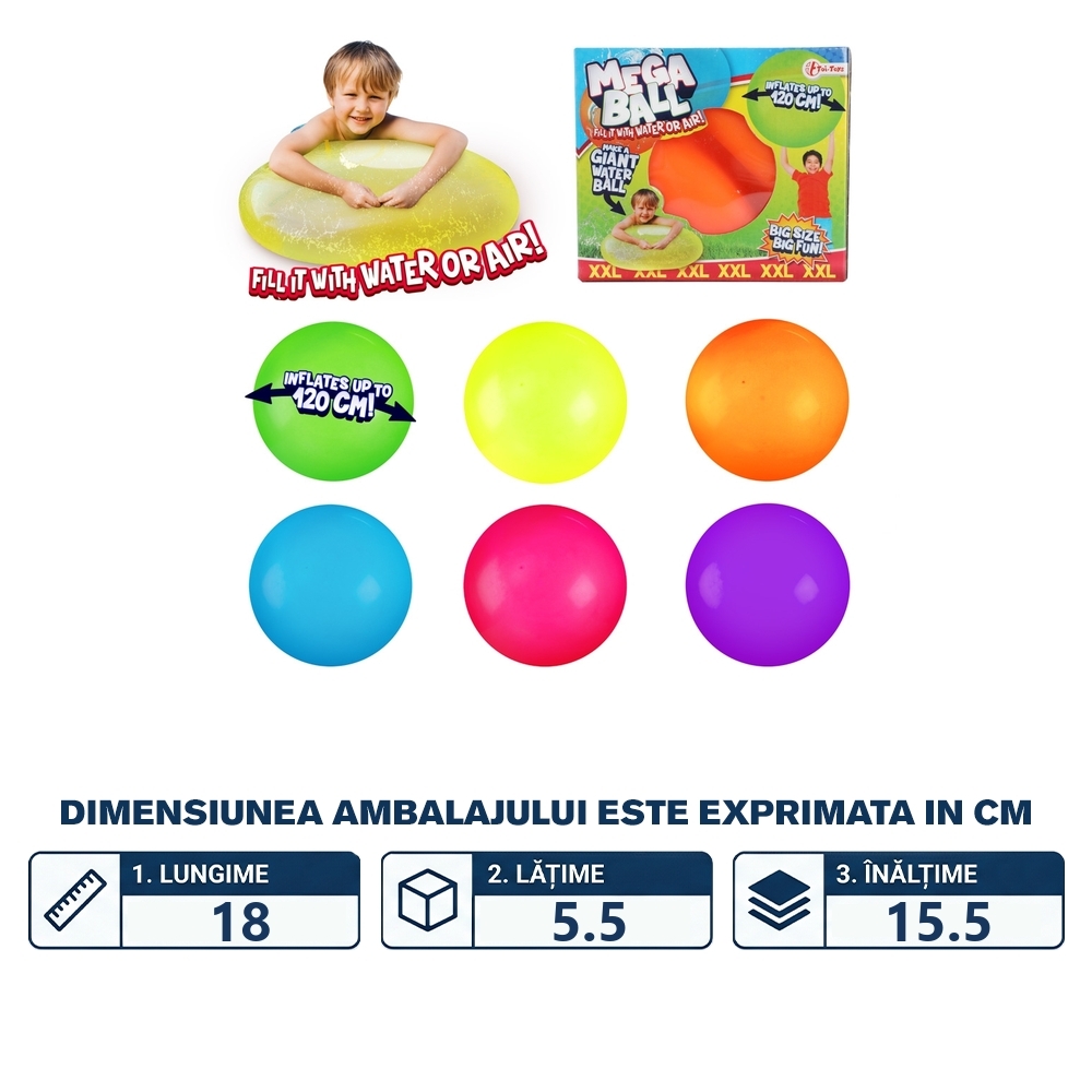 Balon gigant, apa sau aer, max. 120 cm - Toi-Toys - imagine 2