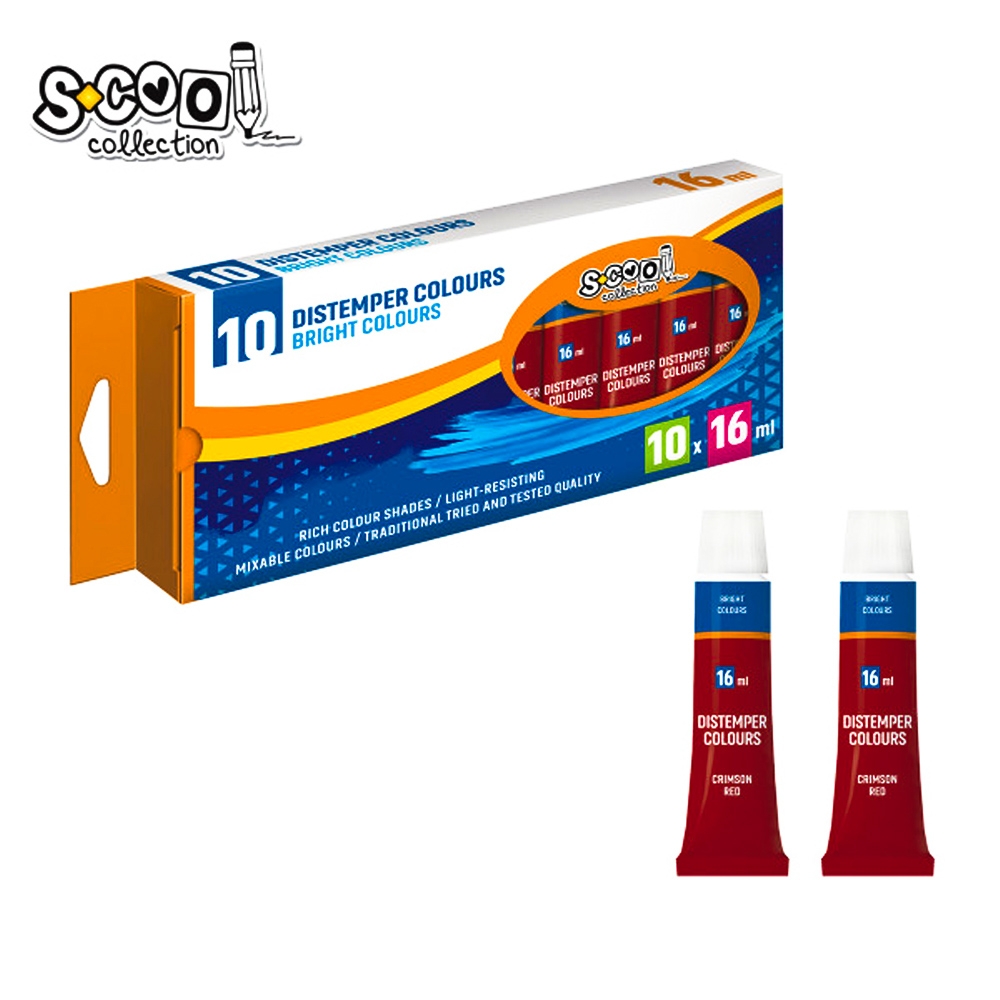 Tempera rosu aprins, 16 ml, 10 buc/set - S-COOL