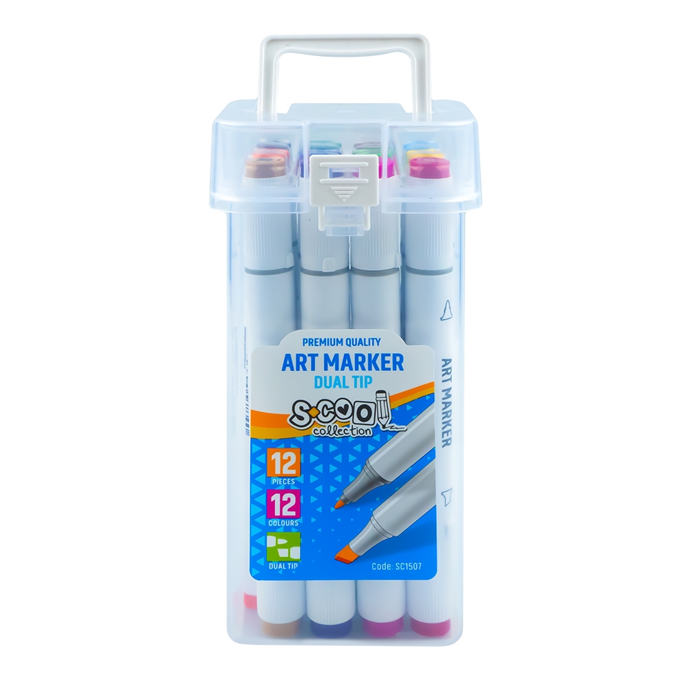 Markere cu 2 capete, 6mm-3mm, 12 cul/set - S-COOL - imagine 3