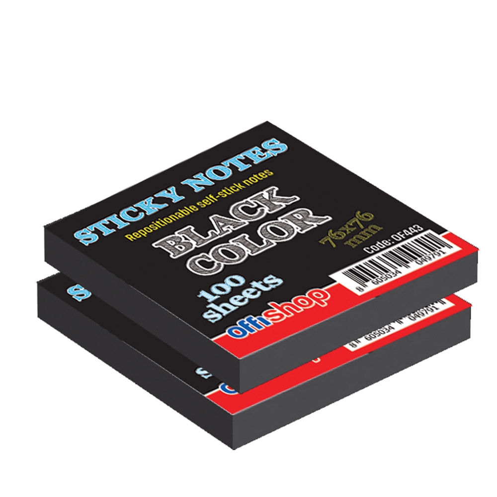 Notes adeziv negru, 75x75 mm, 100file/set - OFFISHOP - imagine 3