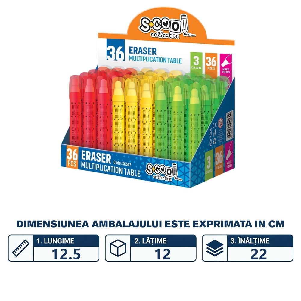Radiera cu tabla inmultirii, 36 buc/display - S-COOL - imagine 2