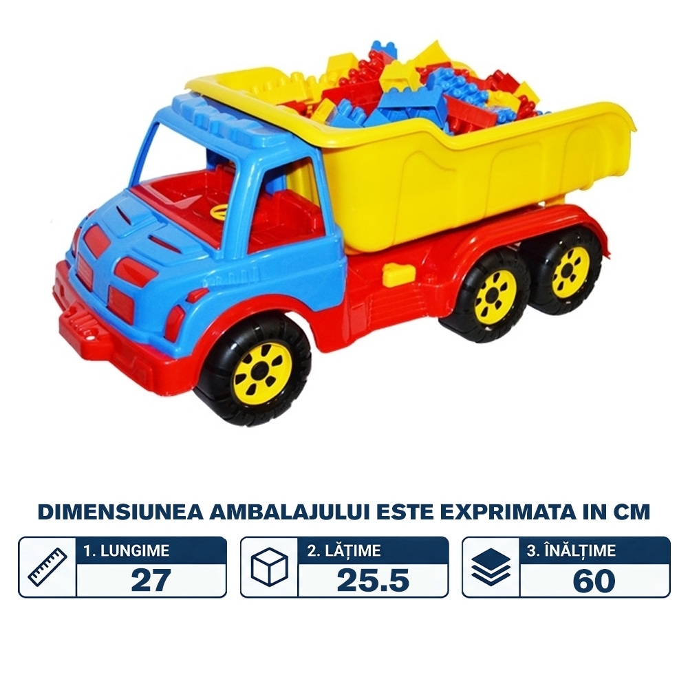 Camion plastic 60 cm + 80 cuburi - ROBENTOYS - imagine 2