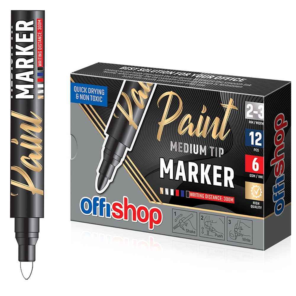Marker permanent cu vopsea alba, varf 2/3mm, 12 buc/cutie -OFFISHOP