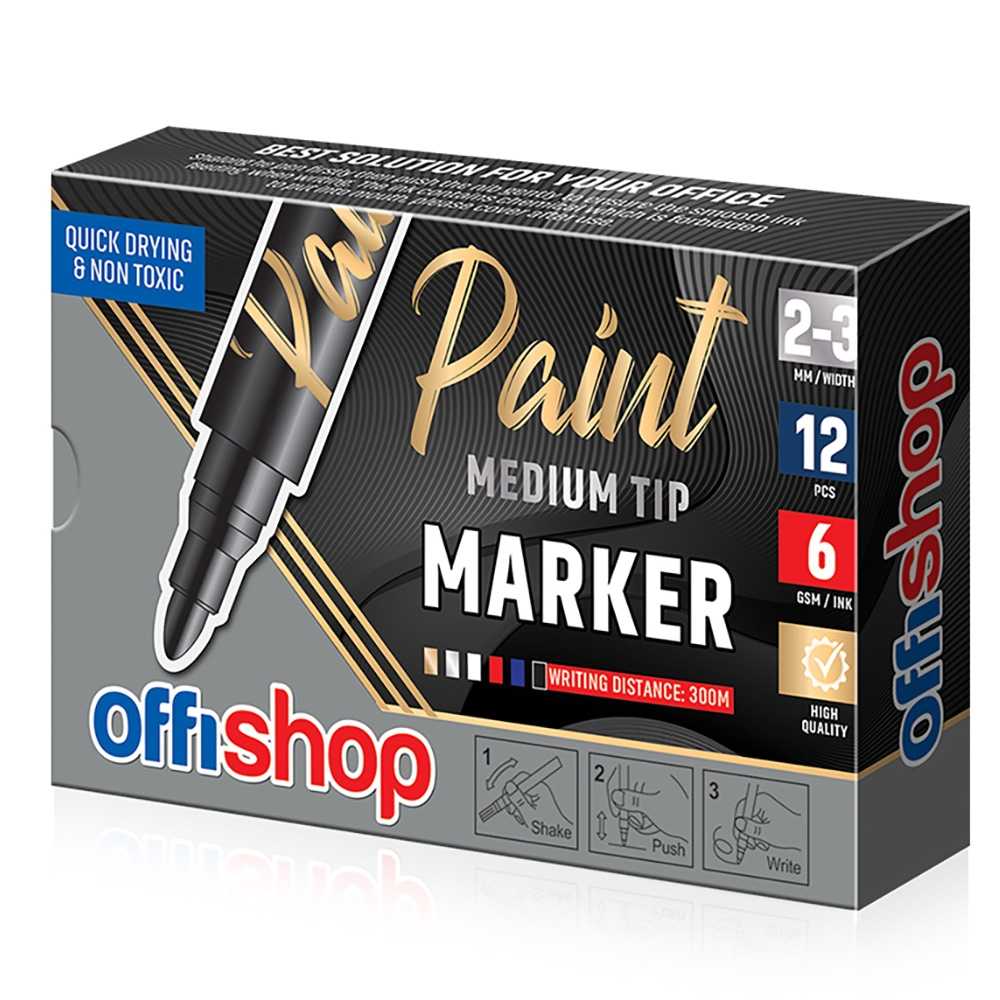 Marker permanent cu vopsea aurie, varf 2/3mm, 12 buc/cutie -OFFISHOP - imagine 3