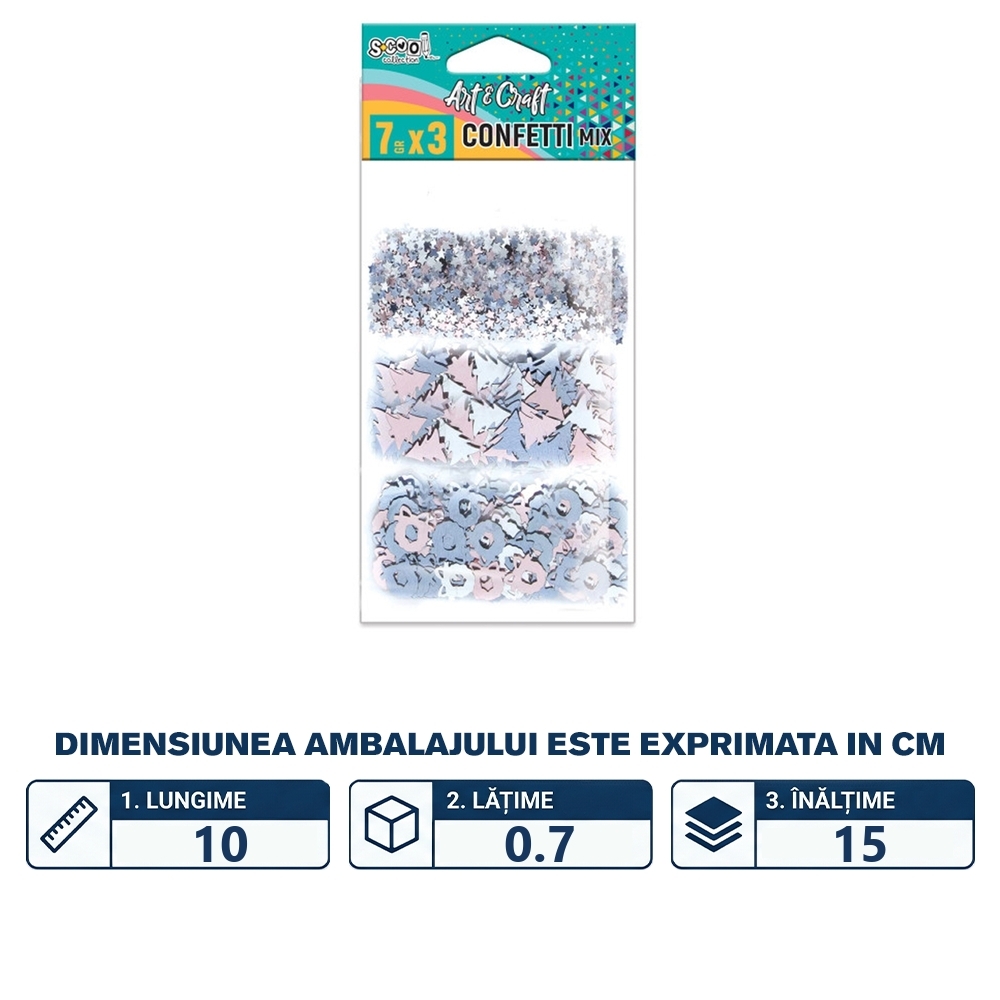 Accesorii craft, confetti modele Craciun, 3x7 gr - S-COOL - imagine 2