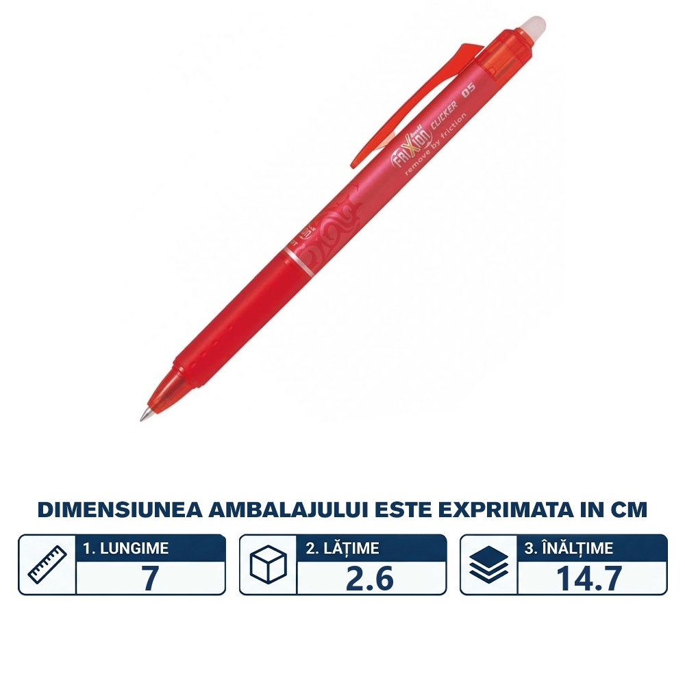 Roller Frixion Clicker, 0.5 mm, rosu - PILOT - imagine 2