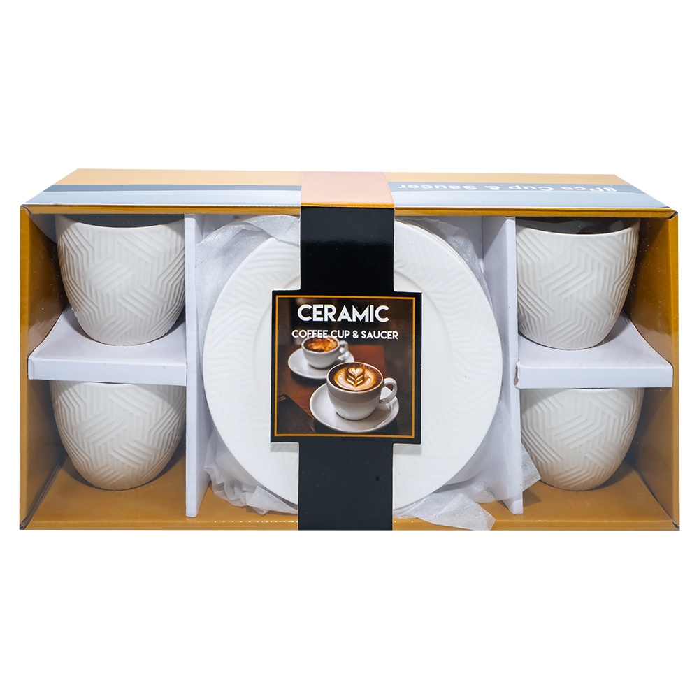 Set Cafea, din ceramica: 4 cesti + 4 farfurioare - imagine 6