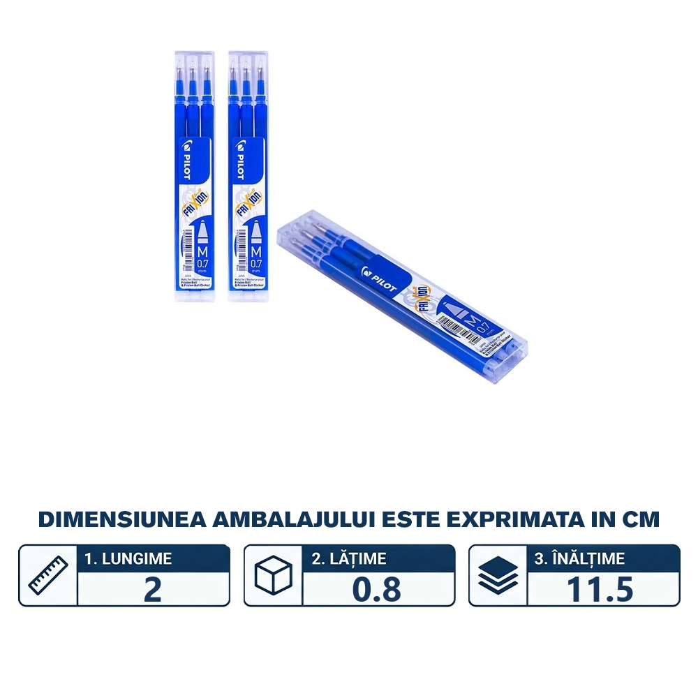 Rezerve Roller Frixion Ball, 0.7mm, albastre, 3buc/set - PILOT - imagine 2