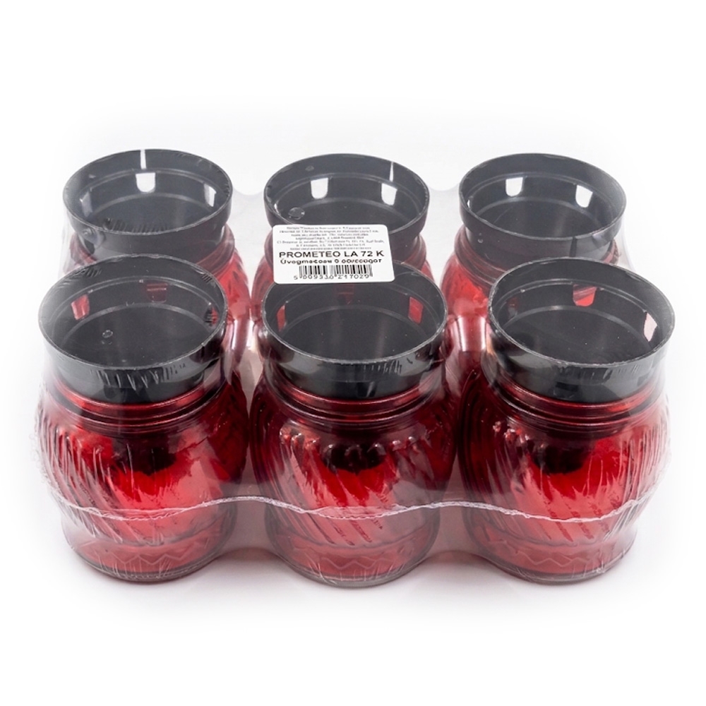 Candela sticla, rotunda, capac plastic negru, 140mm, ~4-6h, 30gr - imagine 4