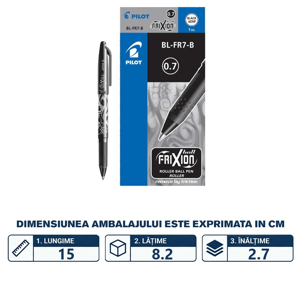 Roller Frixion Ball, 0,7mm, negru - PILOT - imagine 2