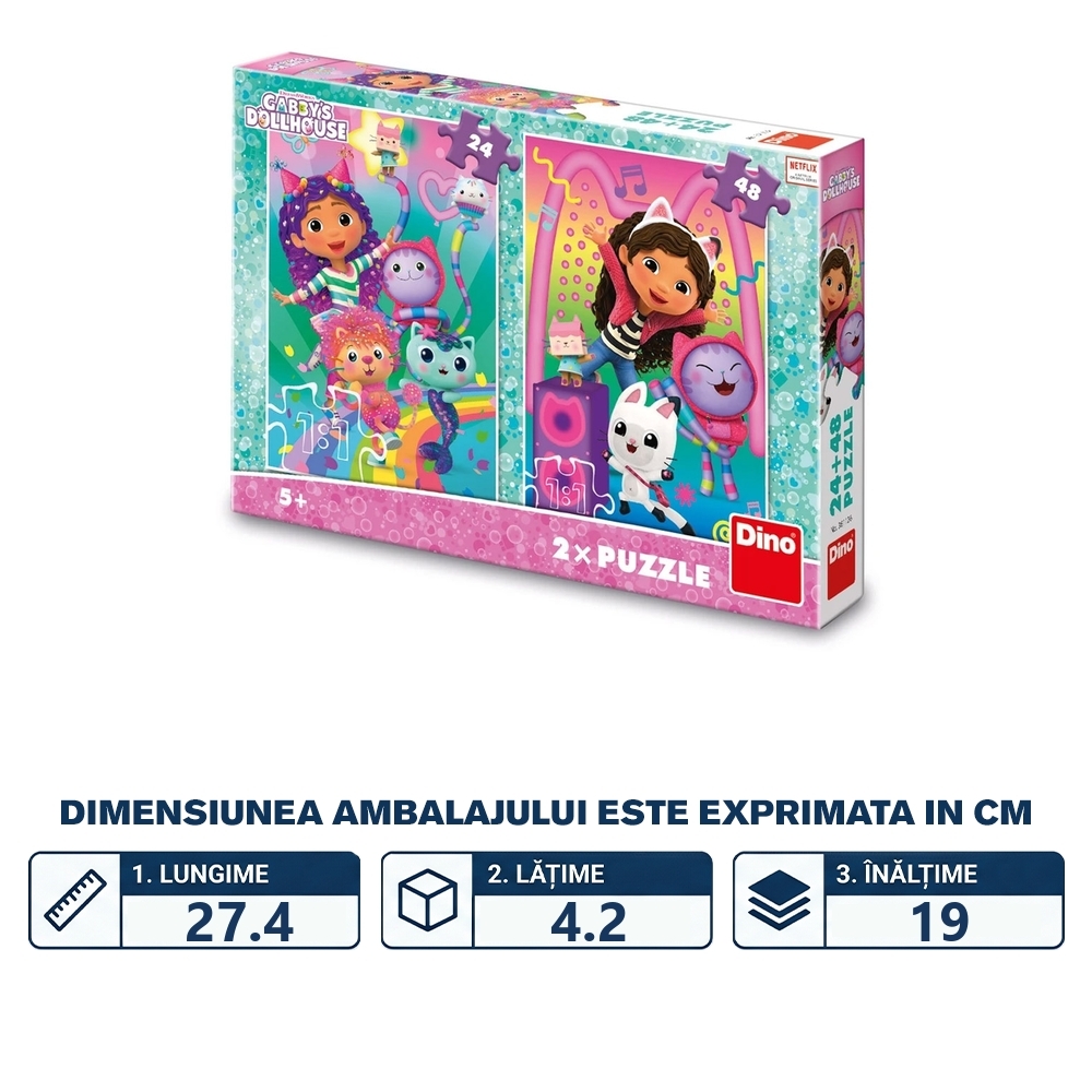 Puzzle 24+48 piese, Gabby: Disco party - DINO TOYS - imagine 2