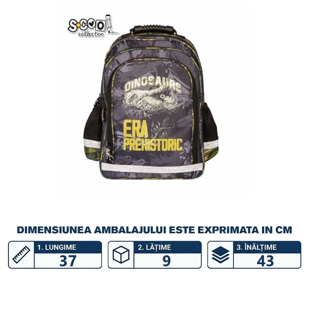 Ghiozdan ergonomic, 40.5x29x13.5 cm, DINO - S-COOL - imagine 2