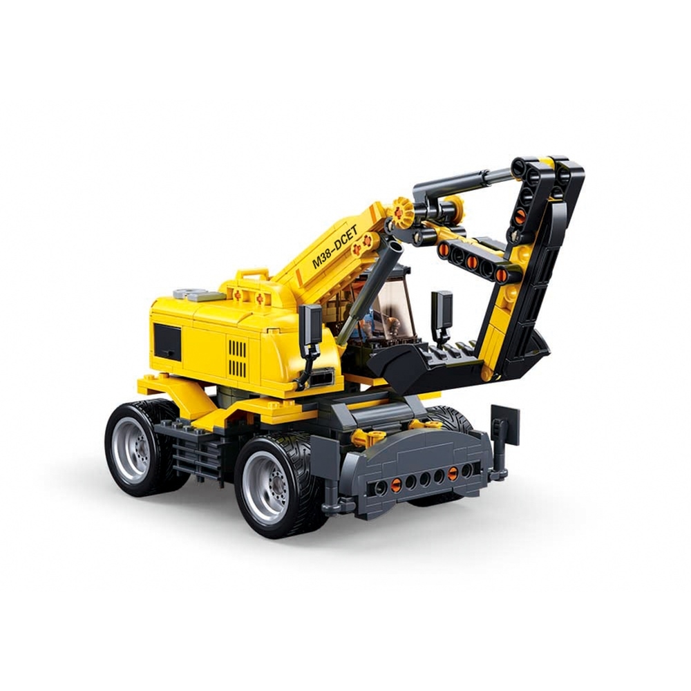 Set de constructie Power bricks, 353 piese, Excavator cu roti, E7, cu RC - Sluban - imagine 4