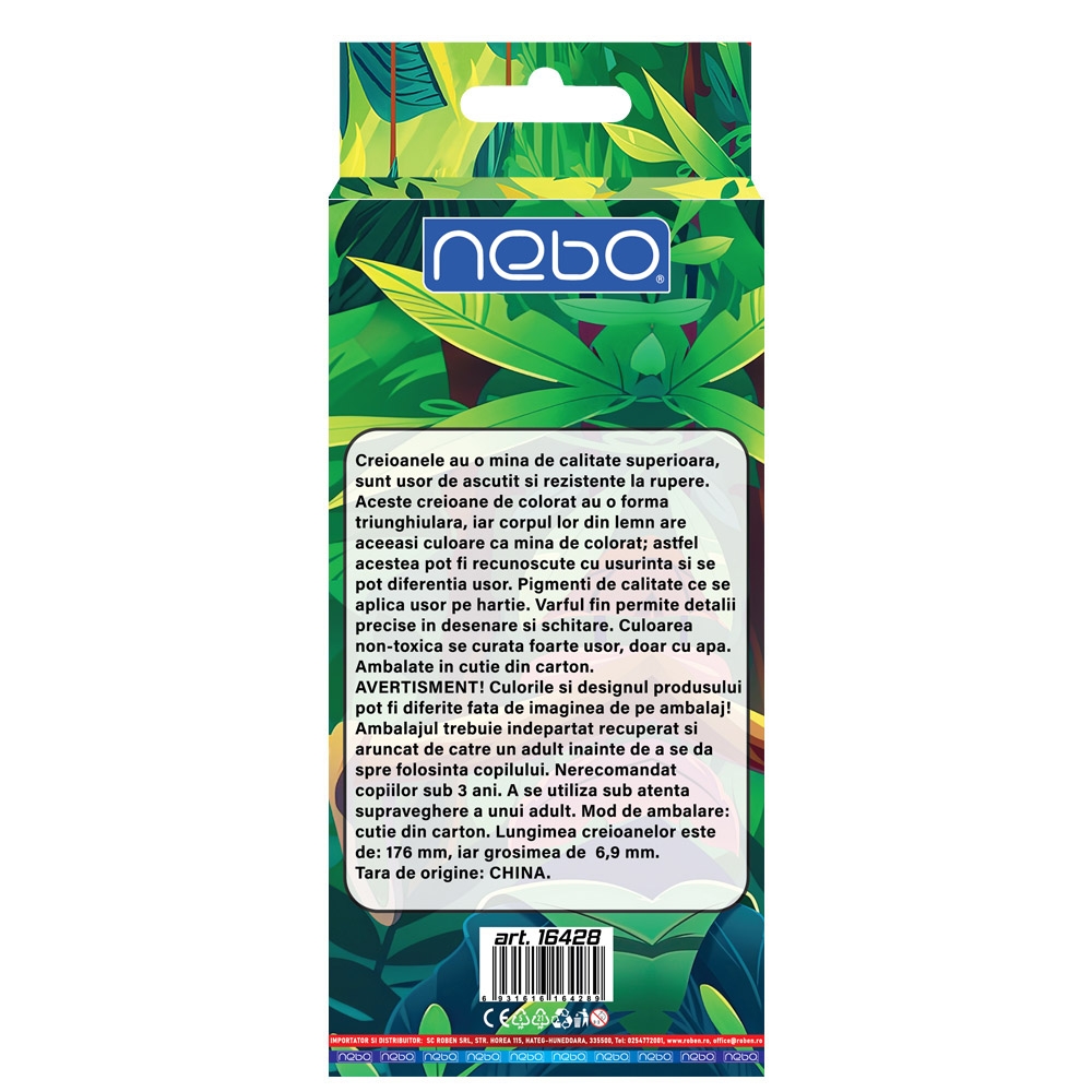 Creioane color, triunghiulare, 24 culori - NEBO - imagine 3