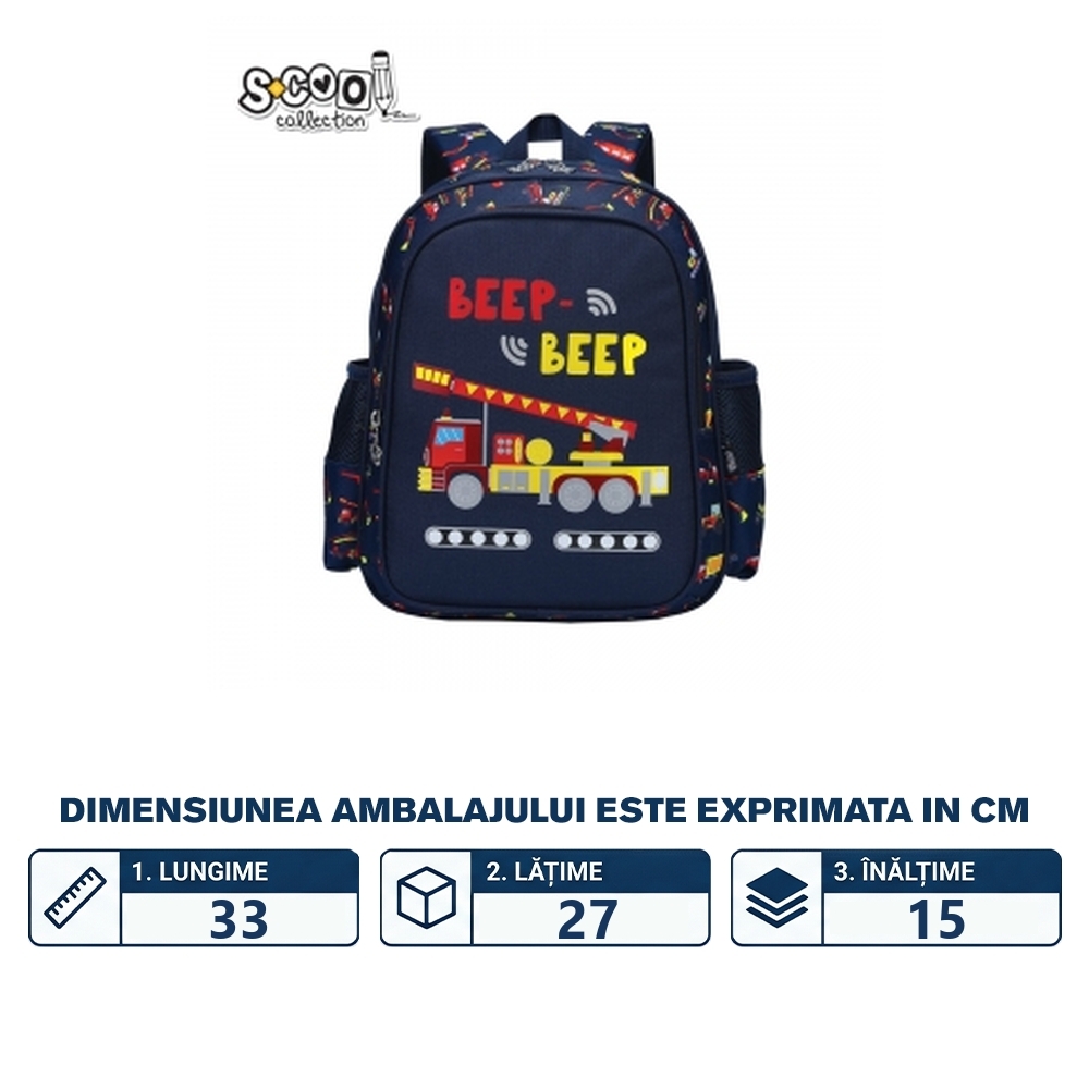 Ghiozdan gradinita, 33x27x15 cm, BEEP BEEP - S-COOL - imagine 2