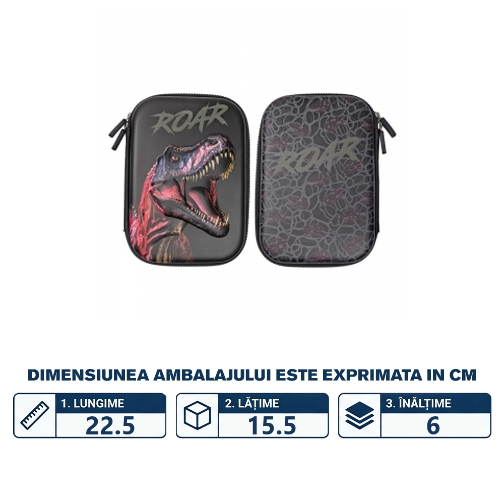 Penar neechipat 3D, 1 fermoar, 22.5x15.5x6 cm, ROAR - S-COOL - imagine 2