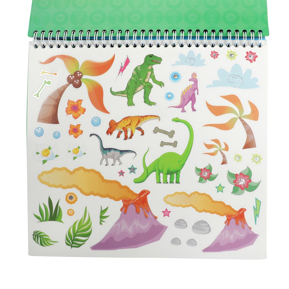 Carnetel de desen cu stickere si sabloane, Dinozauri - Toi-Toys - imagine 6
