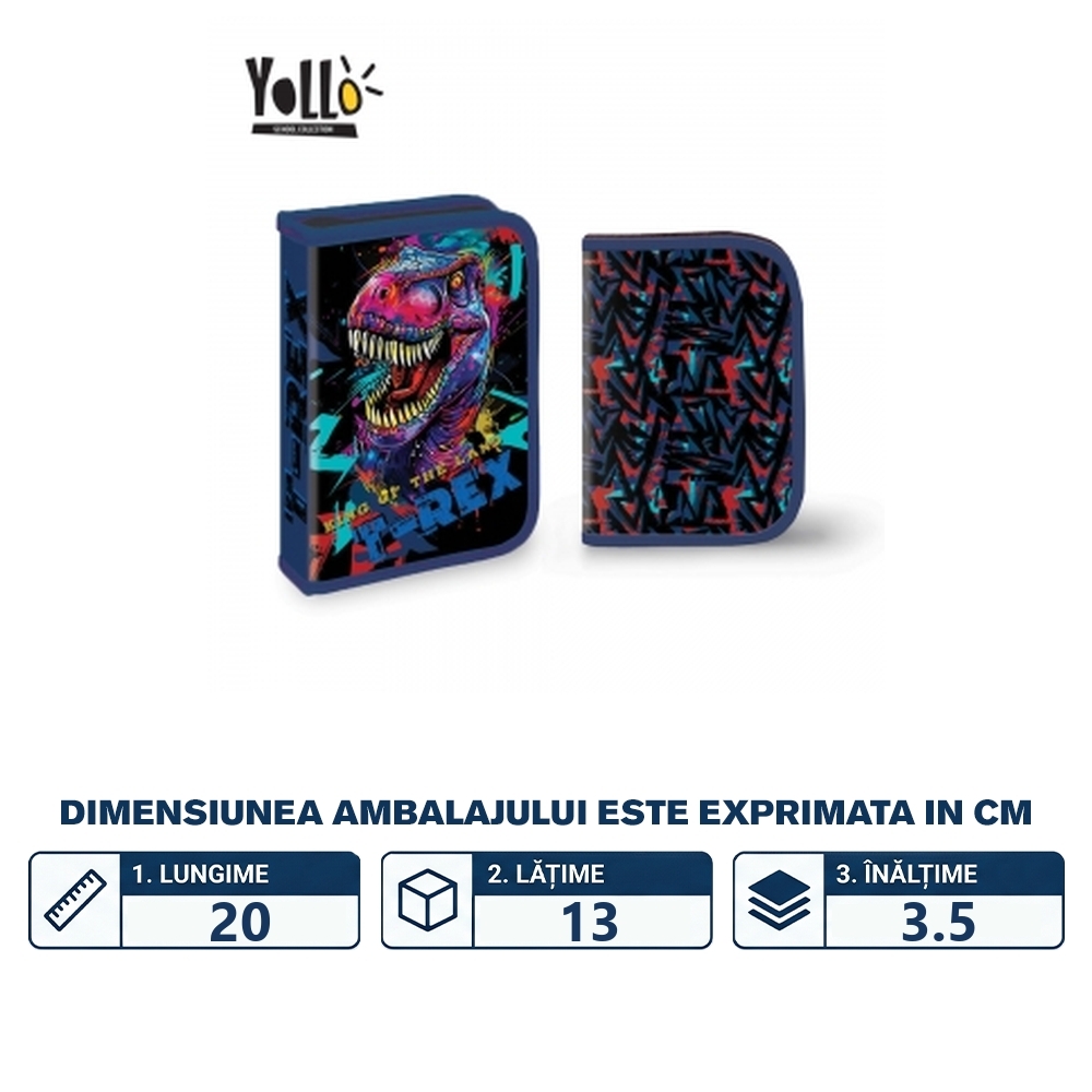 Penar echipat, 1 fermoar, 2 extensii, 30 piese, T-REX - YOLLO - imagine 2