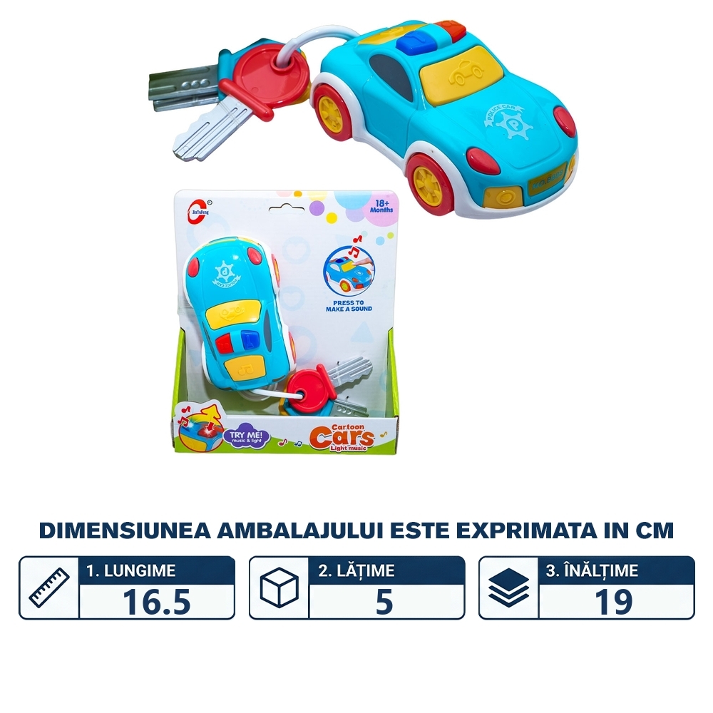 Masinuta cu chei pentru bebelusi, cu baterii - imagine 2