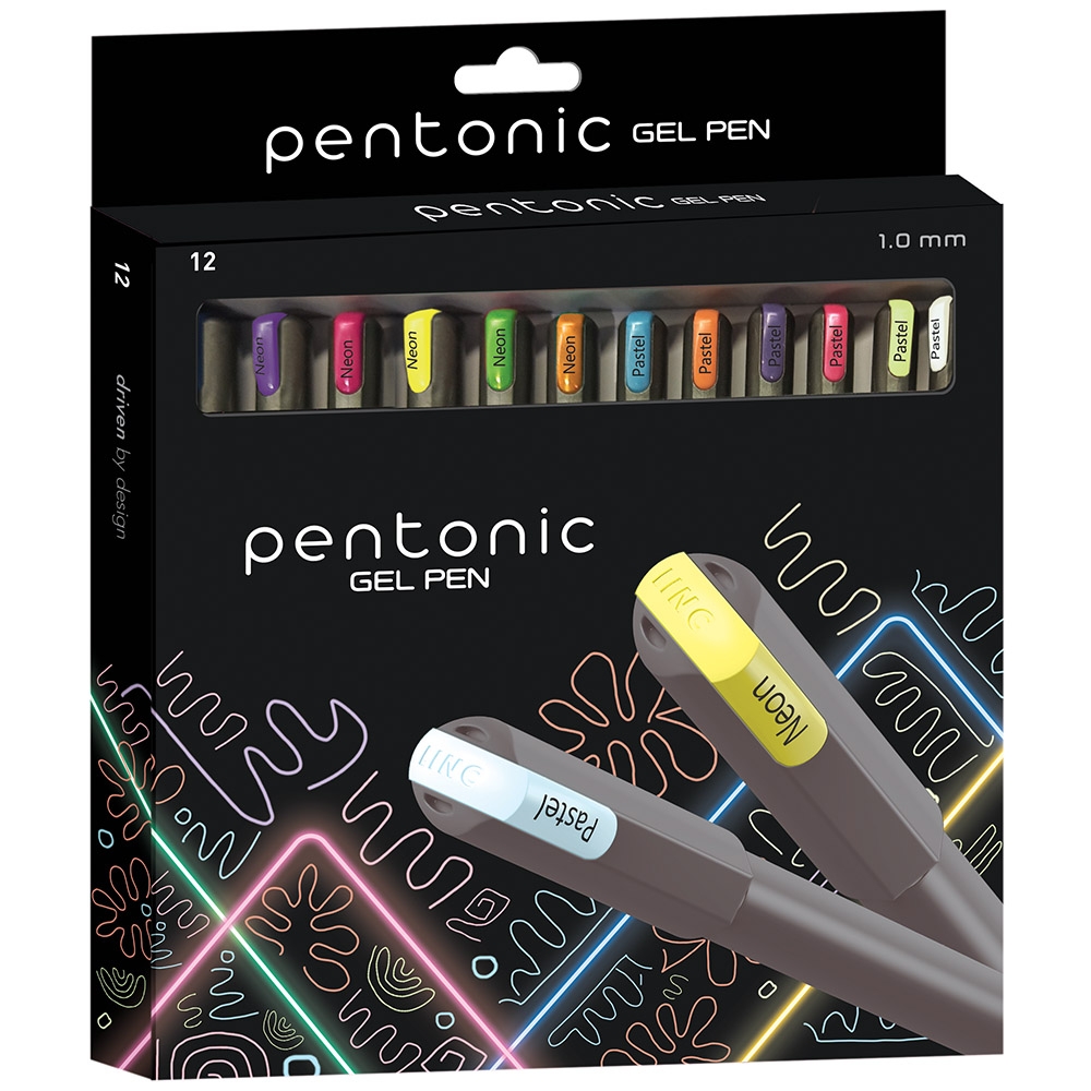 Pixuri Pentonic, cu gel, Neon&Pastel, 12 culori/set - LINC