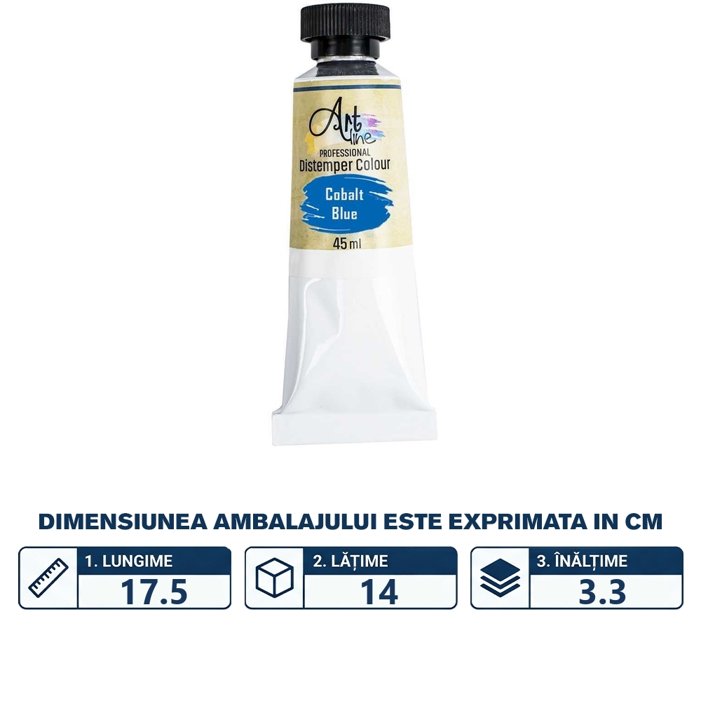 Tempera Art, ALBASTRU, 45ml, 6 buc/set - ARTLINE - imagine 2