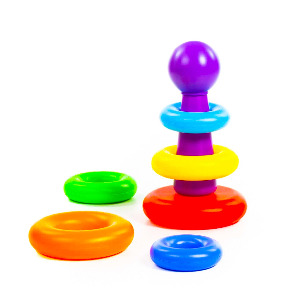 Joc piramida cu cercuri 8 piese, diam: 13.5, h: 24 cm, Polesie - imagine 2