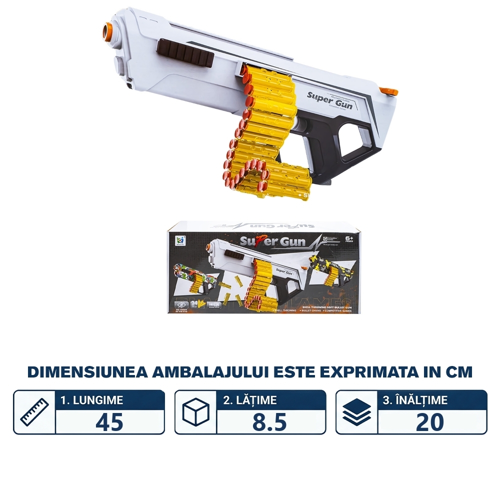 Pistol + gloante, 43.3x7x18 cm - imagine 2