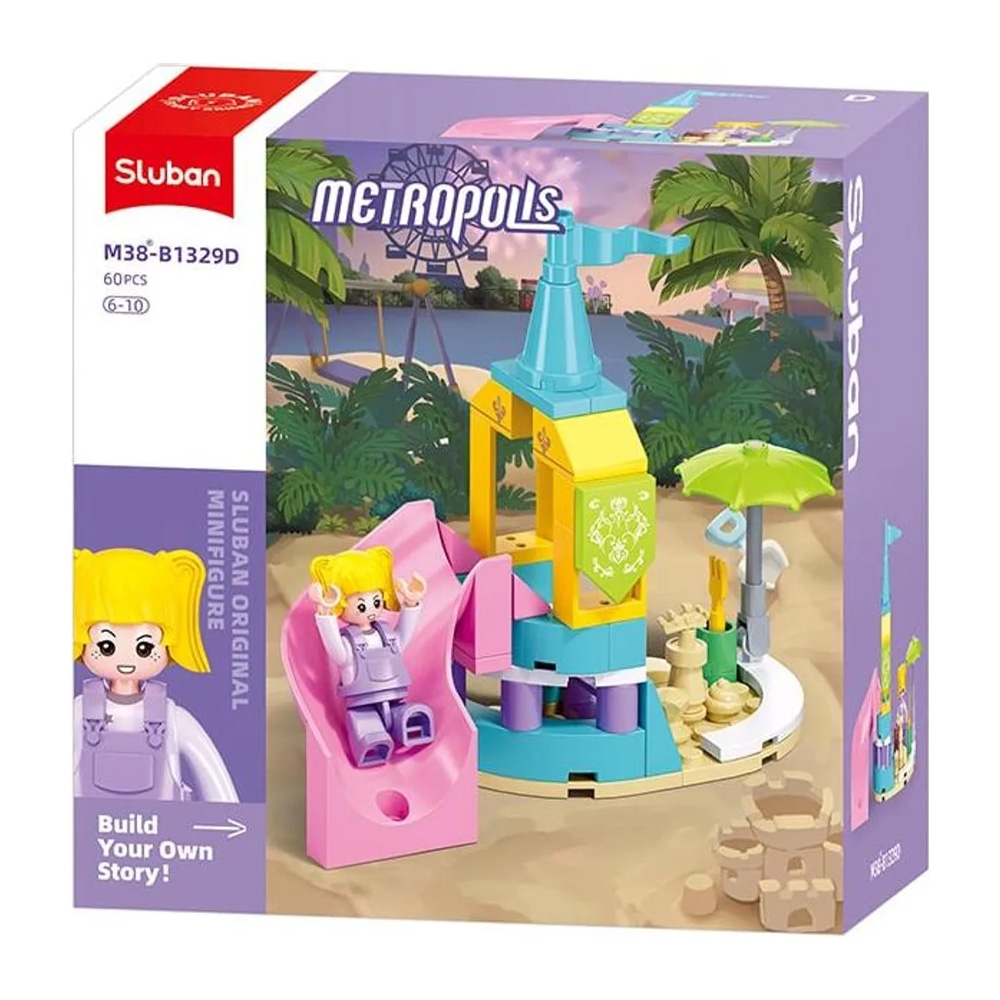 Set de constructie Metropolis, 60 piese, Tobogan - Sluban