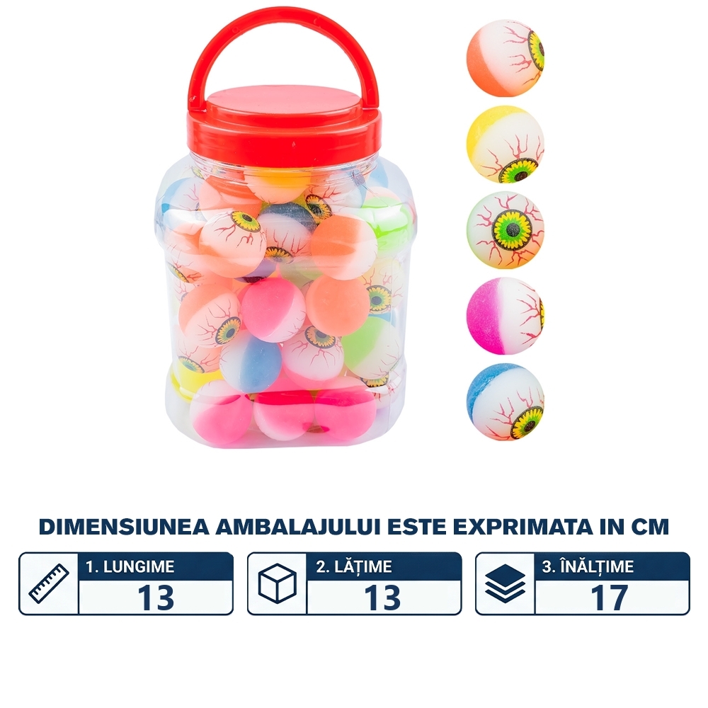 Mingi saltarete, 3,5 cm, Ochi, 60 buc/borcan - imagine 2
