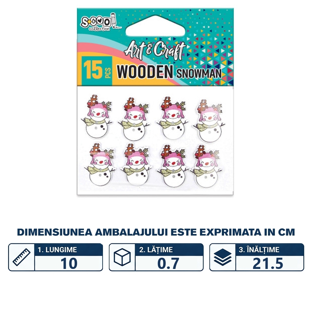 Accesorii craft, Om de zapada din lemn - S-COOL - imagine 2
