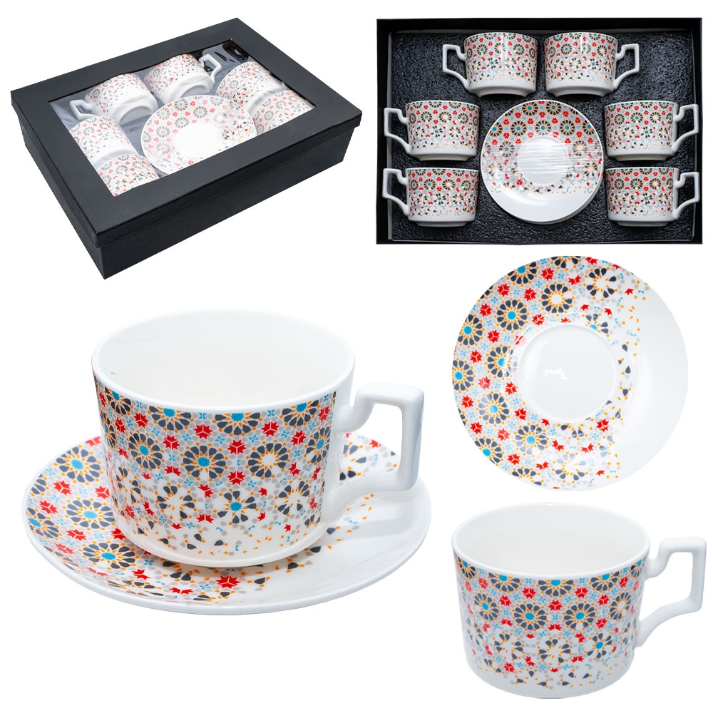 Set Cafea, din ceramica: 6 cesti + 6 farfurioare