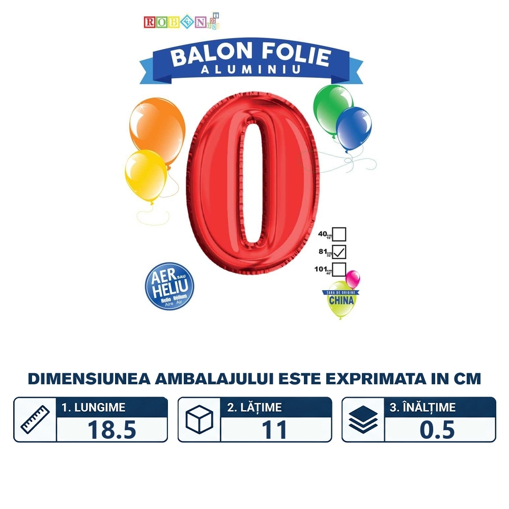 Balon, folie aluminiu, rosu, cifra 0, 81 cm - imagine 2