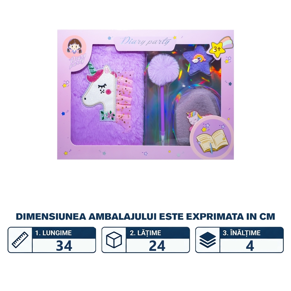Jurnal plusat + accesorii, 4 piese/set - imagine 2