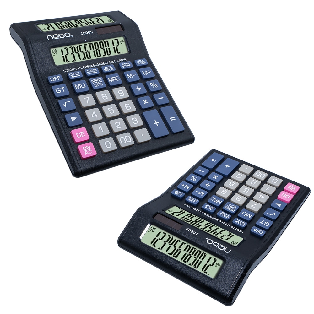 Calculator de birou, multifunctional, 12 digiti, ecran dublu - NEBO