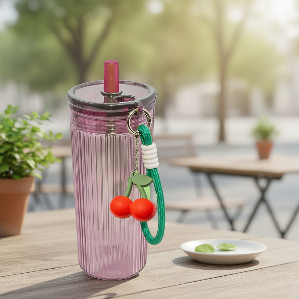 Pahar plastic, cu pai, Fructe, 750 ml - imagine 3