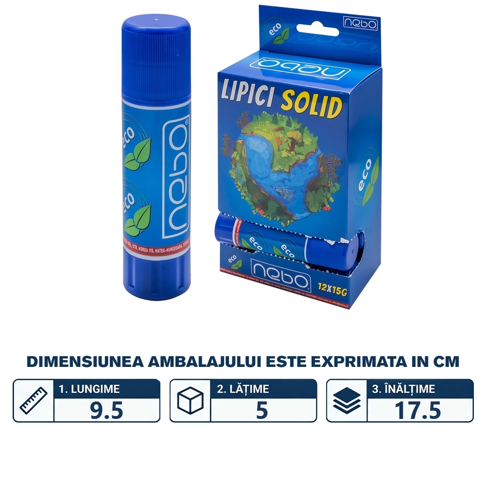 Lipici solid, 15g, 12 buc/set - NEBO - imagine 2