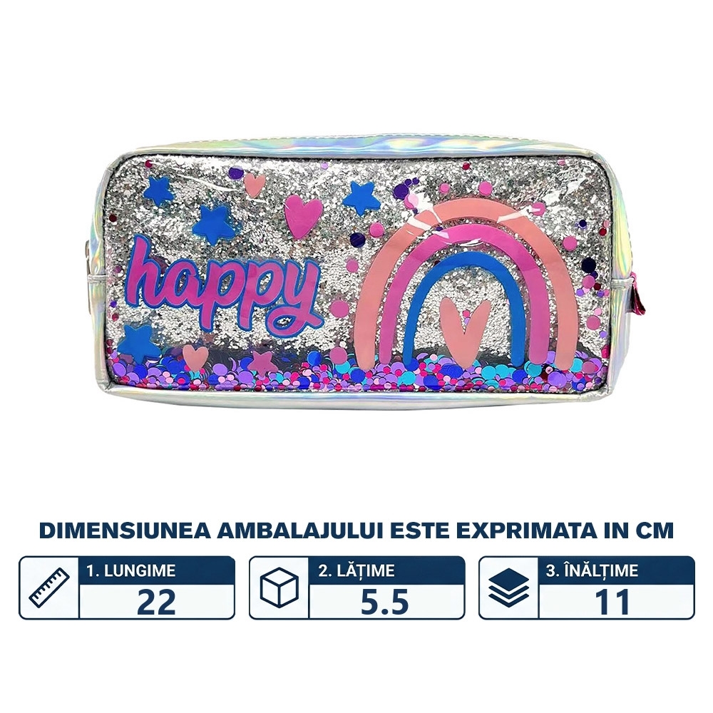 Penar borseta paiete, HAPPINESS, 22x11x5.5 CM - S-COOL - imagine 2