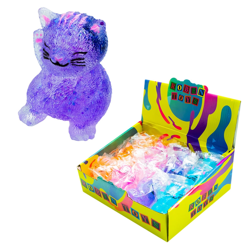 Jucarie Squeezy, Pisica Jelly Glitter - ROBENTOYS