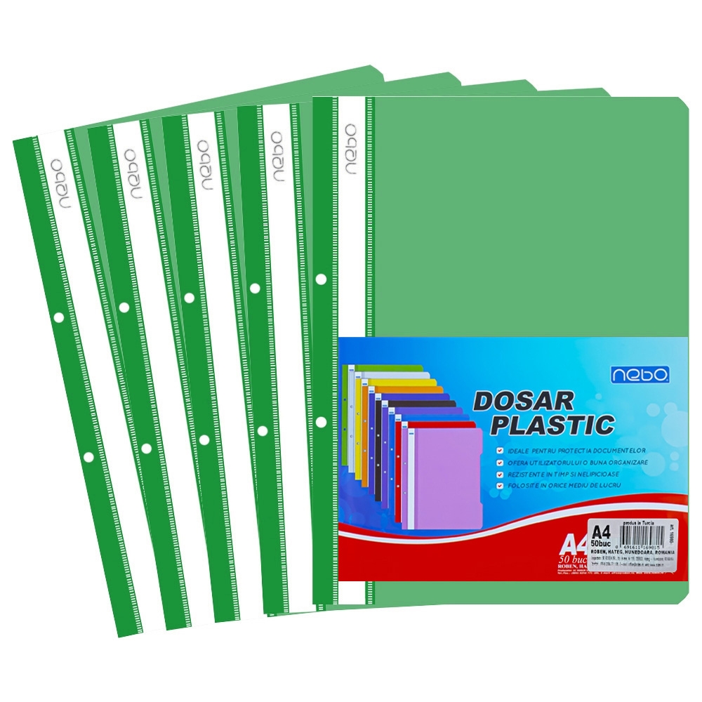 Dosar plastic A4, Verde - NEBO
