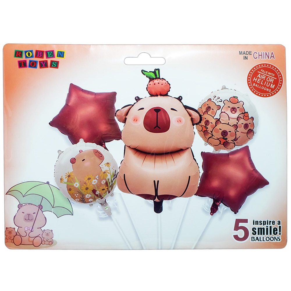 Baloane folie de aluminiu, Capybara, 5 piese